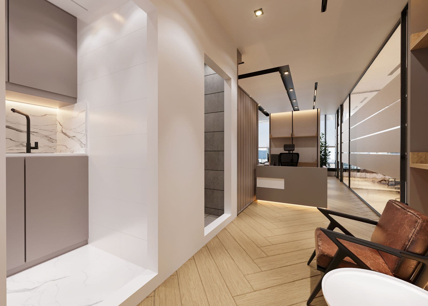 Hochwertig gestaltetes Büro-Interieur